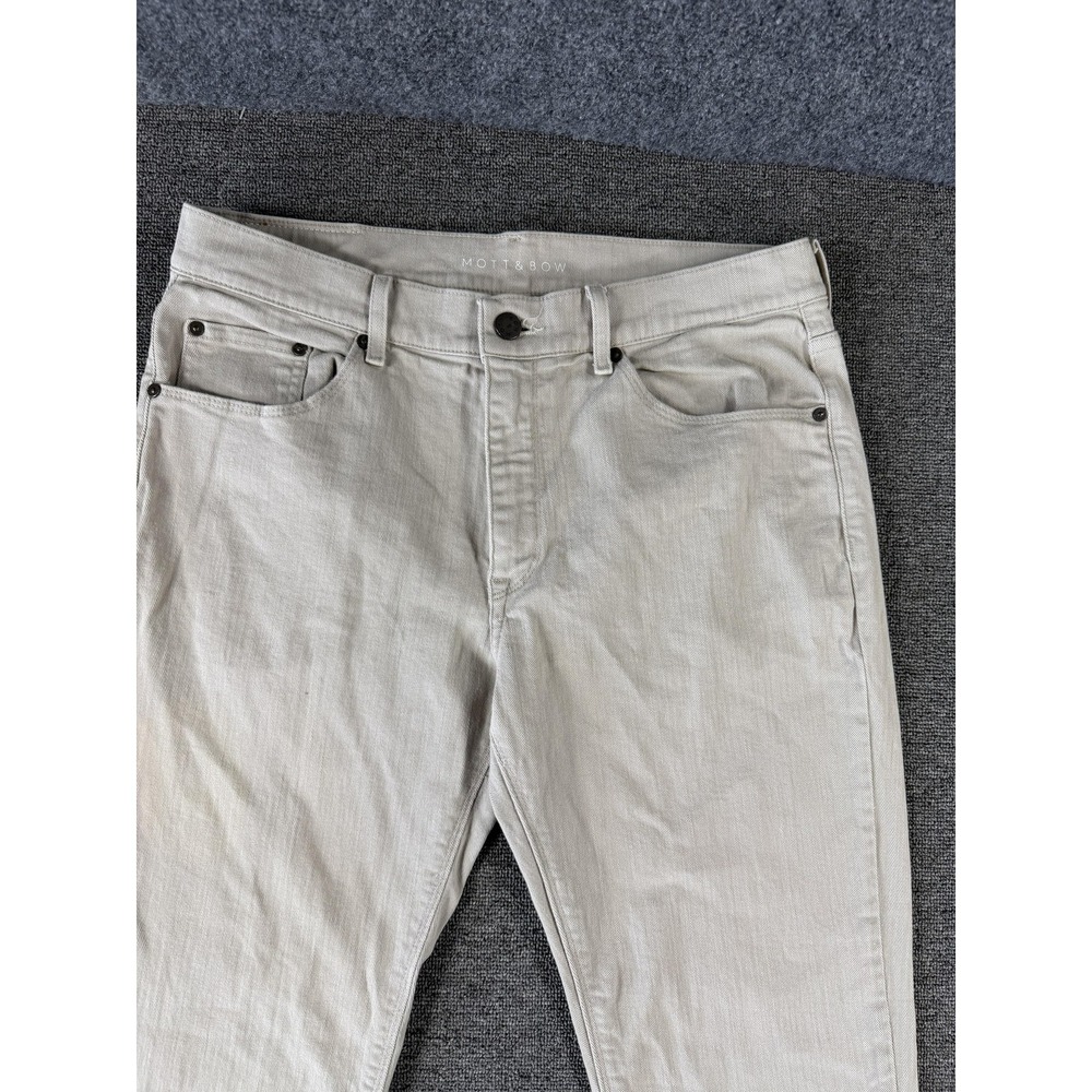 Mott & Bow Jeans Mens 34x32 Beige Slim Taper Light Wash Stretch Denim Pants